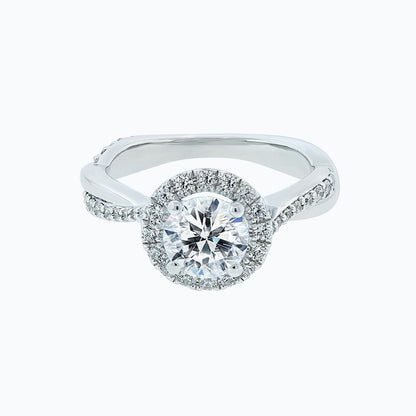 1.0 CT Round Crisscross Pave Lab Grown Diamond Engagement Ring