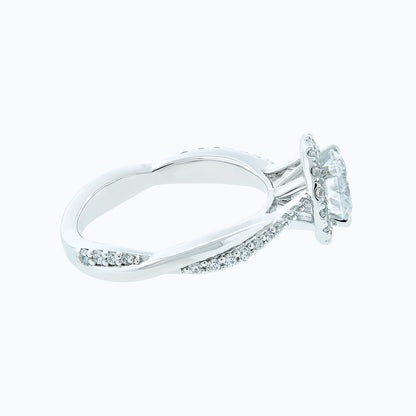 1.0 CT Round Crisscross Pave Lab Grown Diamond Engagement Ring