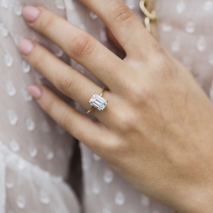 2.6 CT Emerald Solitaire Lab Grown Diamond Engagement Ring