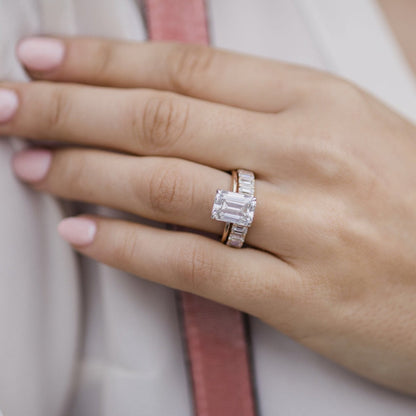 3.5 CT Emerald Hidden Halo Lab Grown Diamond Engagement Ring