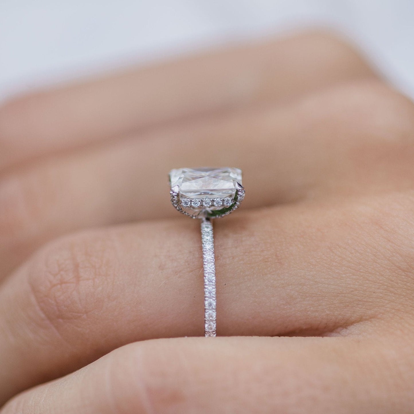 2 CT Radiant Pave Lab Grown Diamond Engagement Ring