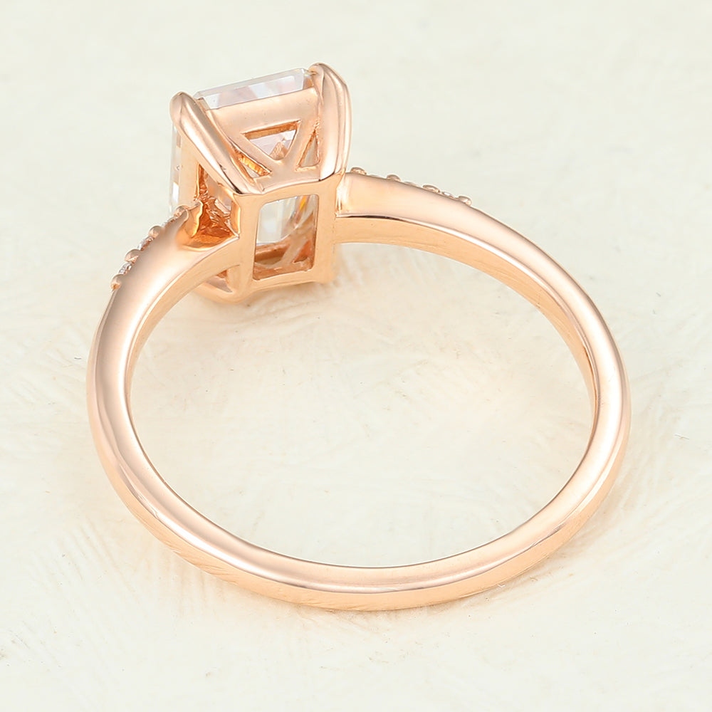 1.6 CT Emerald Pave Moissanite Engagement Ring