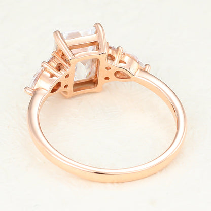 1.6 CT Emerald Cluster Moissanite Engagement Ring