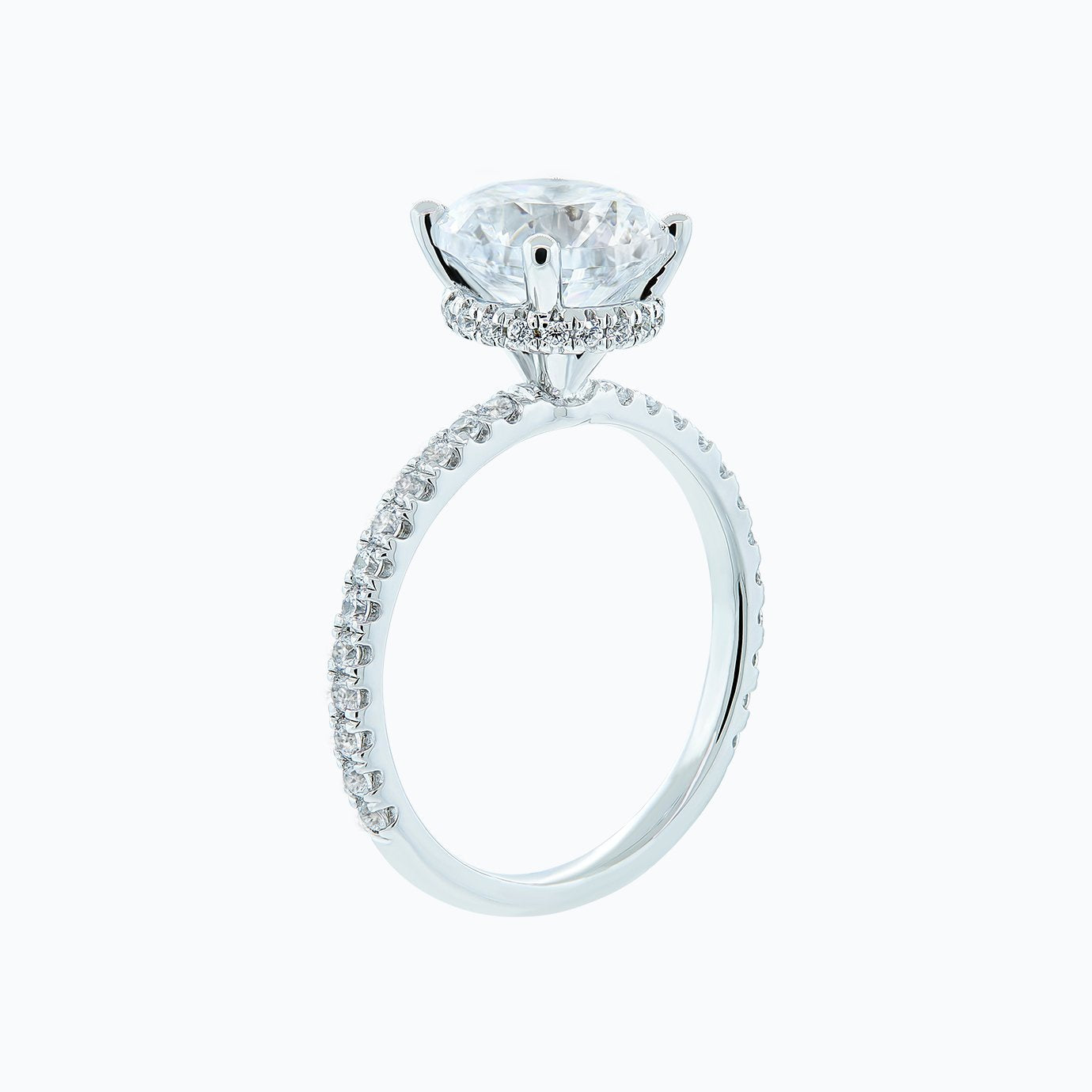 2.0 CT Round Hidden Halo & Pave Lab Grown Diamond Engagement Ring
