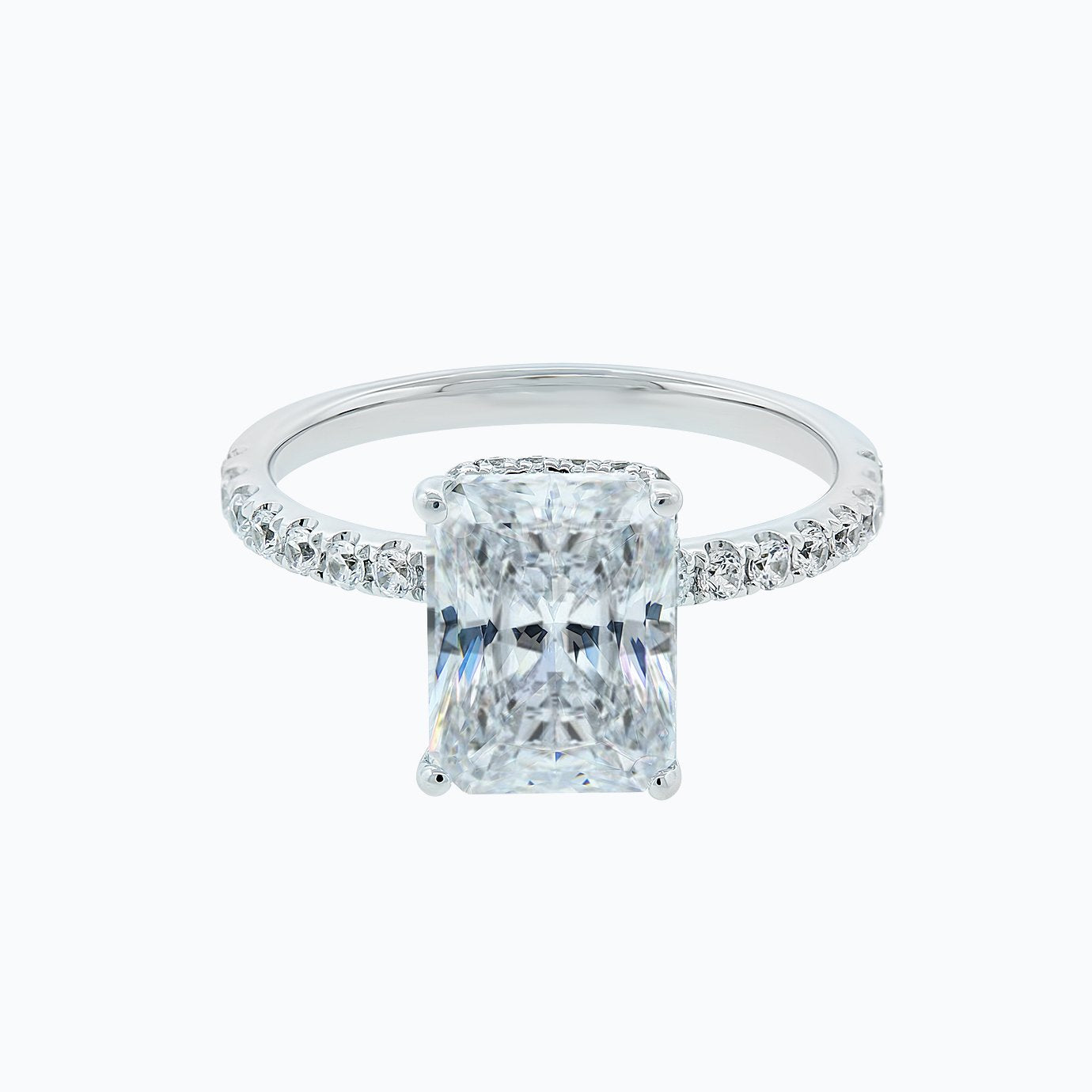 3.0 CT Radiant Hidden Halo & Pave Lab Grown Diamond Engagement Ring