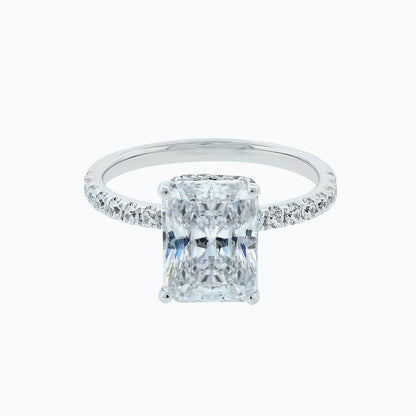3.0 CT Radiant Hidden Halo & Pave Lab Grown Diamond Engagement Ring