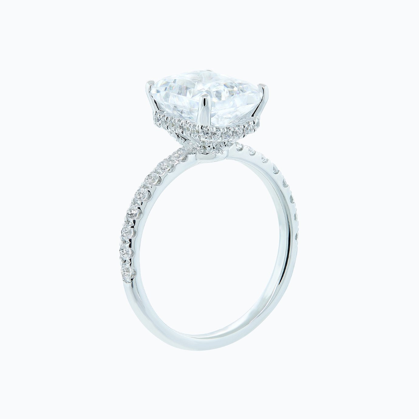 3.0 CT Radiant Hidden Halo & Pave Lab Grown Diamond Engagement Ring