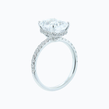 3.0 CT Radiant Hidden Halo & Pave Lab Grown Diamond Engagement Ring