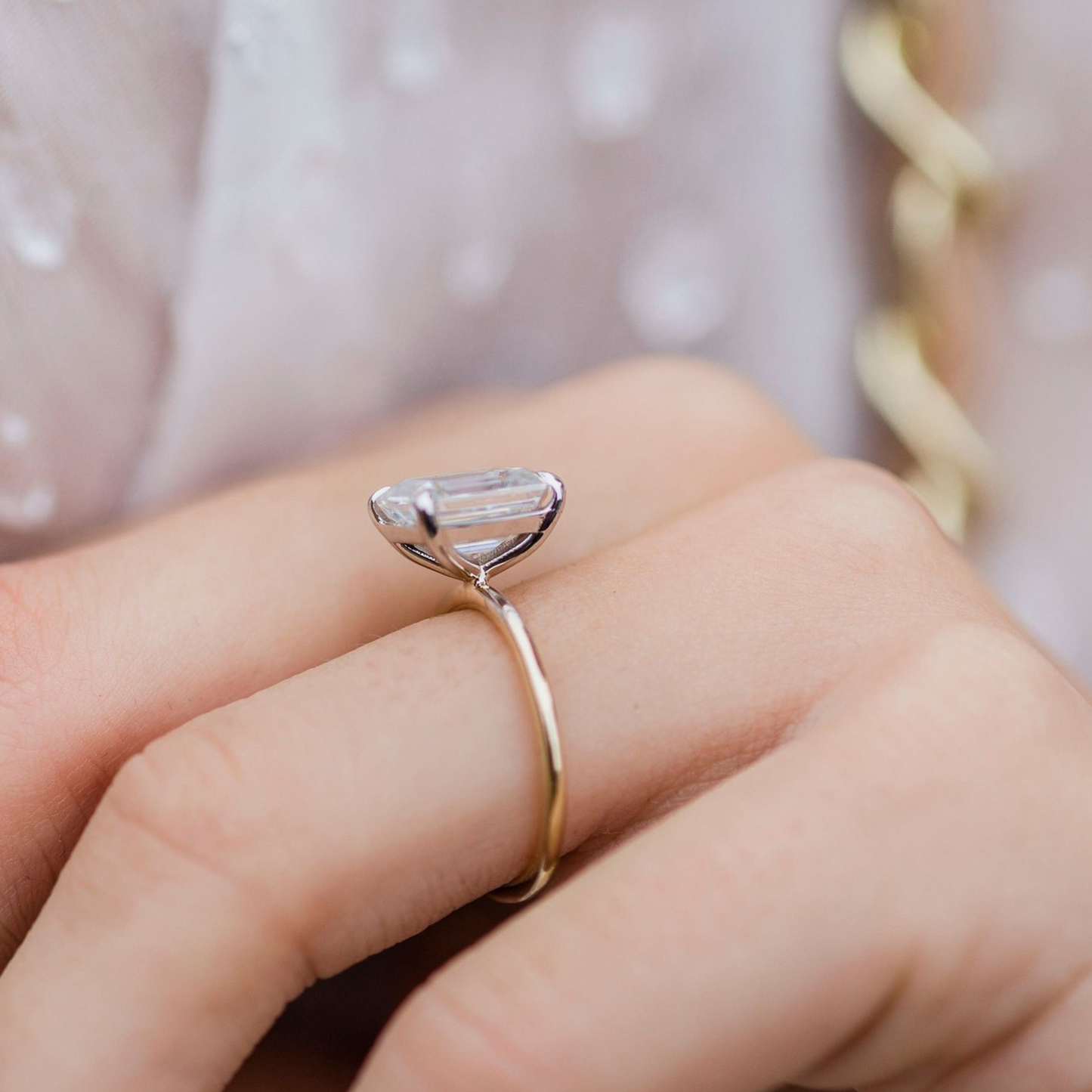 2.6 CT Emerald Solitaire Lab Grown Diamond Engagement Ring