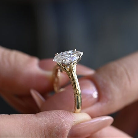 Stunning 1.0 - 2.0 CT Marquise Moissanite Engagement Ring Solitaire Style 6