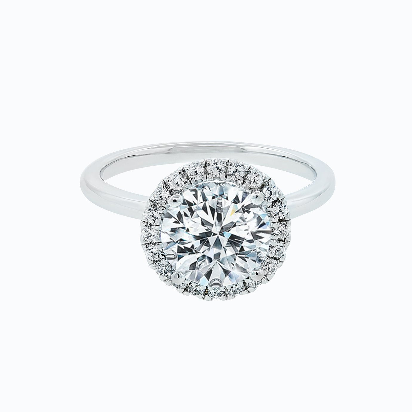 2.0 CT Round Halo Lab Grown Diamond Engagement Ring