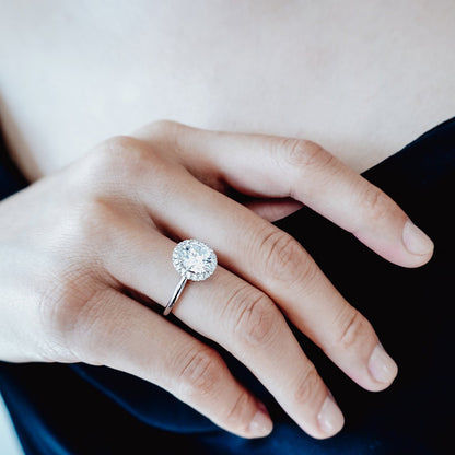 2.0 CT Round Halo Lab Grown Diamond Engagement Ring