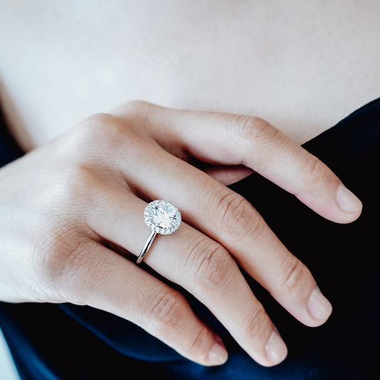 2.0 CT Round Halo Lab Grown Diamond Engagement Ring