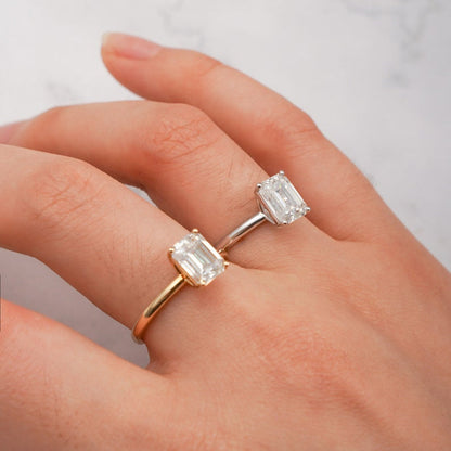 Stunning 1.0 - 2.0 CT Emerald Moissanite Engagement Ring with Solitaire Design 4