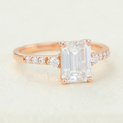 1.6 CT Emerald Pave Lab-Grown Diamond Engagement Ring