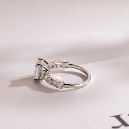 Stunning 1.0 - 2.0 CT Emerald Moissanite Engagement Ring with Pave Design 9