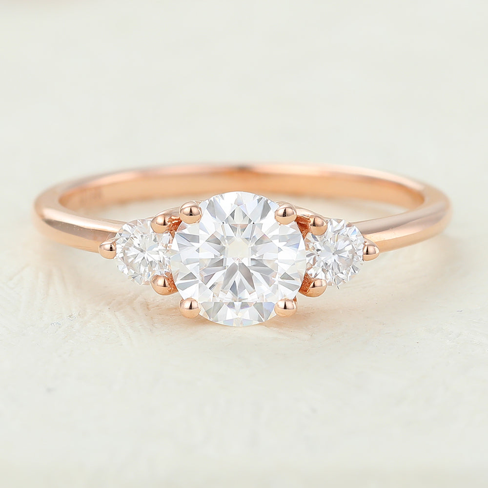 0.68 CT Round Three Stone Lab-Grown Diamond Engagement Ring