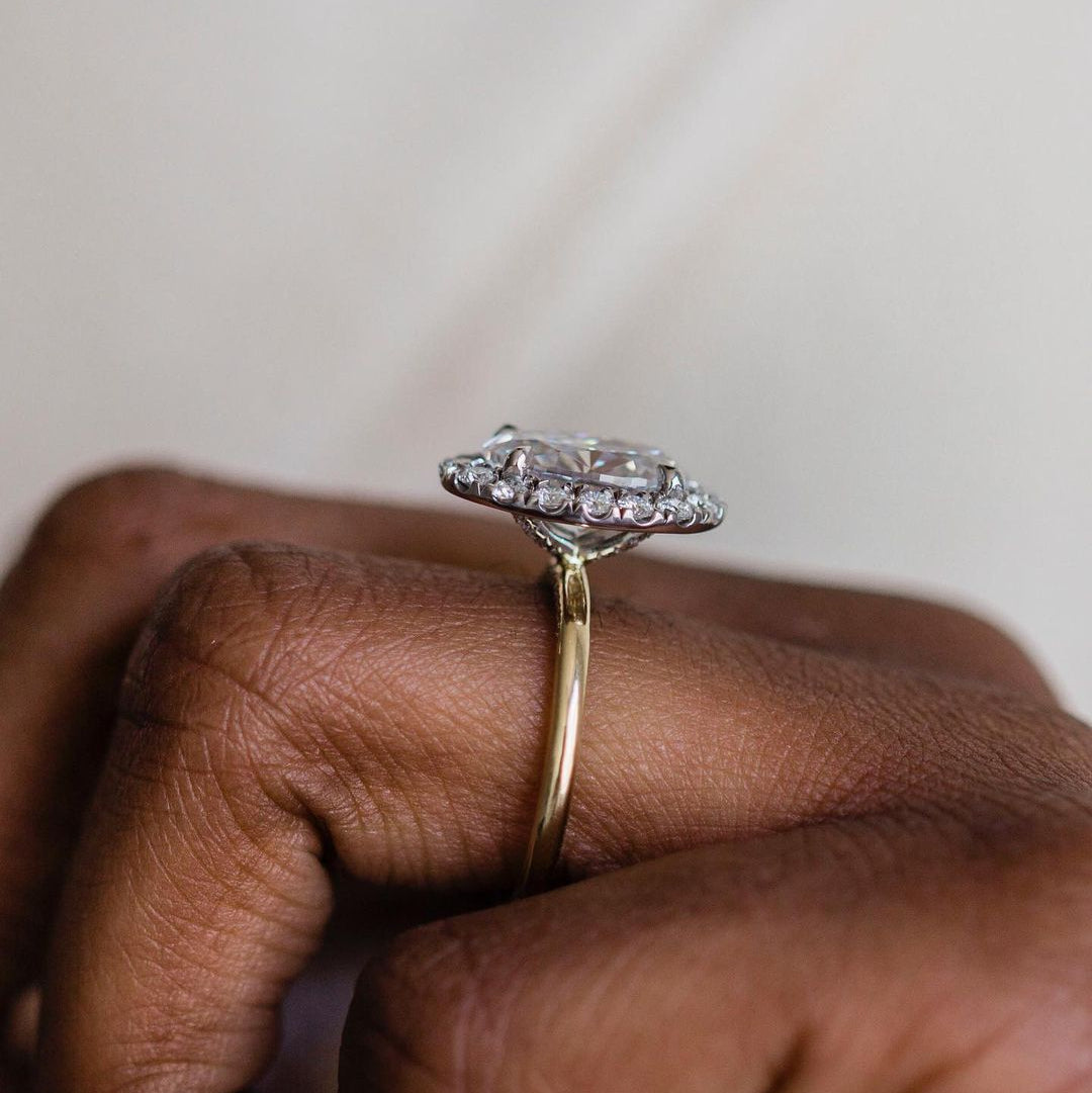 3.85 CT Oval Halo Lab Grown Diamond Engagement Ring