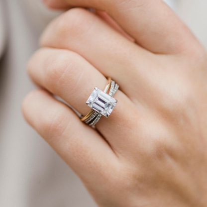 2.6 CT Emerald Solitaire Lab Grown Diamond Engagement Ring