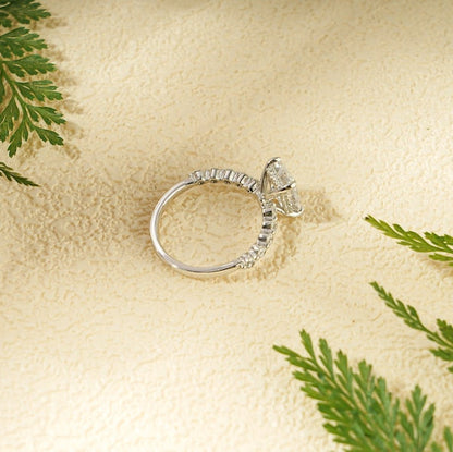 Stunning 1.0 - 2.0 CT Emerald Moissanite Engagement Ring with Hidden Halo Design 10
