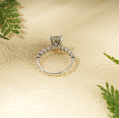 Stunning 1.0 - 2.0 CT Emerald Moissanite Engagement Ring with Hidden Halo Design 3