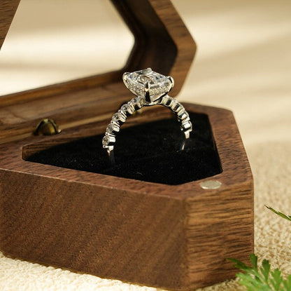 Stunning 1.0 - 2.0 CT Emerald Moissanite Engagement Ring with Hidden Halo Design 7