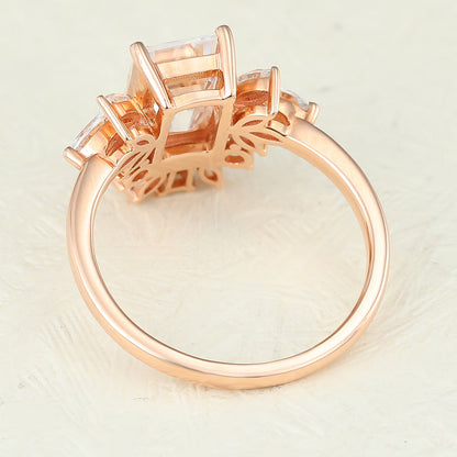 1.6 CT Emerald Cluster Moissanite Engagement Ring