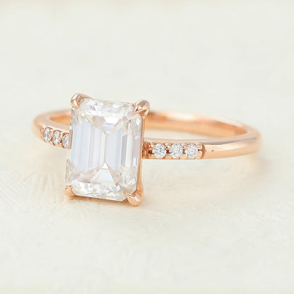 1.6 CT Emerald Pave Lab-Grown Diamond Engagement Ring