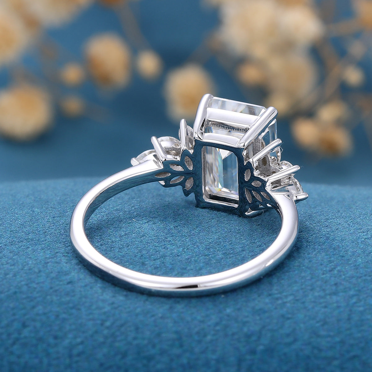 2 CT Emerald Cluster Lab Grown Diamond Engagement Ring