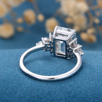 2 CT Emerald Cluster Lab Grown Diamond Engagement Ring