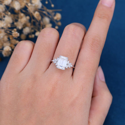 2 CT Emerald Cluster Lab Grown Diamond Engagement Ring