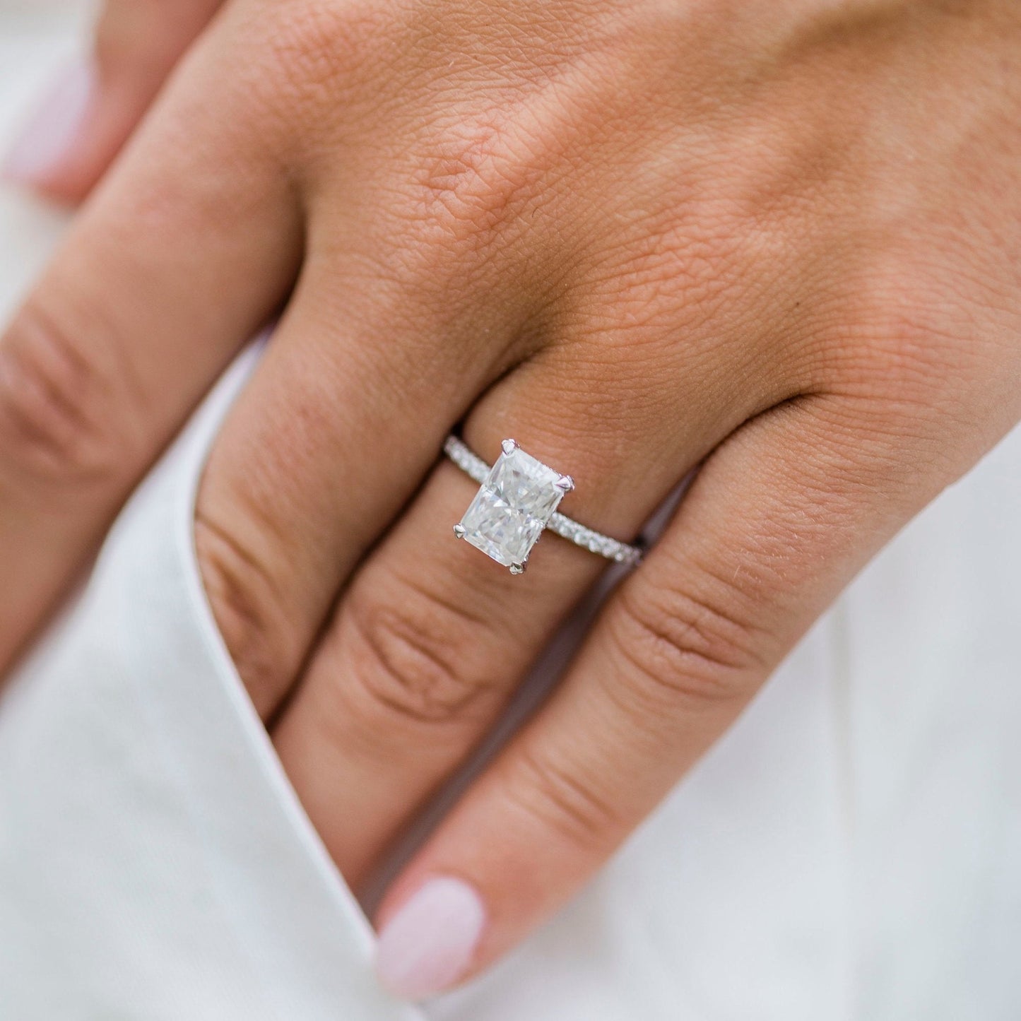 2 CT Radiant Pave Lab Grown Diamond Engagement Ring