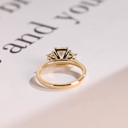 Stunning 1.0 - 2.0 CT Emerald Moissanite Engagement Ring with Three Stone Design 5