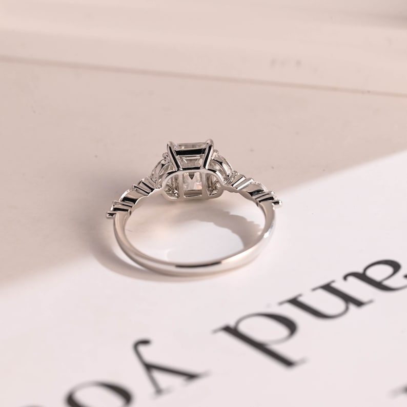 Stunning 1.0 - 2.0 CT Radiant Moissanite Engagement Ring with Double Shank & Pave Design 5