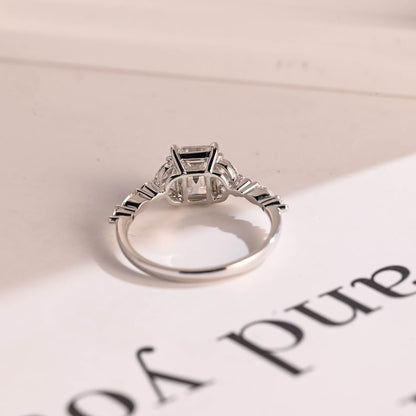 Stunning 1.0 - 2.0 CT Radiant Moissanite Engagement Ring with Double Shank & Pave Design 5