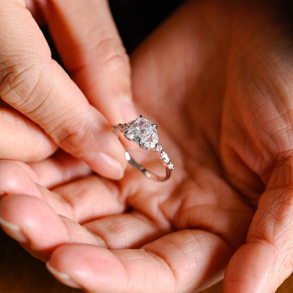 Stunning 1.0 - 2.0 CT Radiant Moissanite Engagement Ring with Double Shank & Pave Design 4