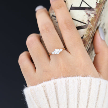 0.68 CT Round Three Stone Lab-Grown Diamond Engagement Ring