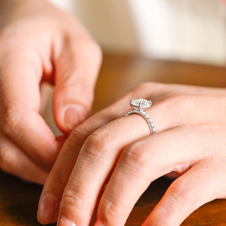 Stunning 1.5 - 2.5 CT Radiant Moissanite Engagement Ring with Pave & Hidden Halo Design 4