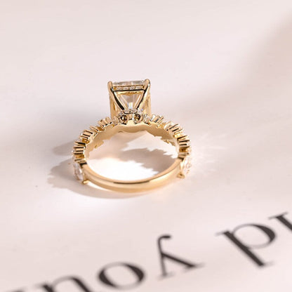 Stunning 1.0 - 2.0 CT Radiant Moissanite Engagement Ring with Pave & Hidden Halo Design 3