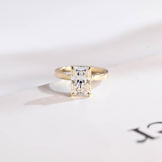 Stunning 1.5 - 2.5 CT Radiant Moissanite Engagement Ring with Pave & Hidden Halo Design 1