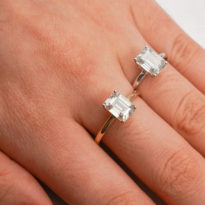 Stunning 1.0 - 2.0 CT Emerald Moissanite Engagement Ring with Solitaire Design 2