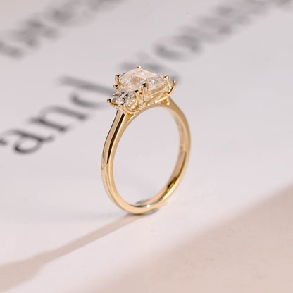Stunning 1.0 - 2.0 CT Emerald Moissanite Engagement Ring with Three Stone Design 9