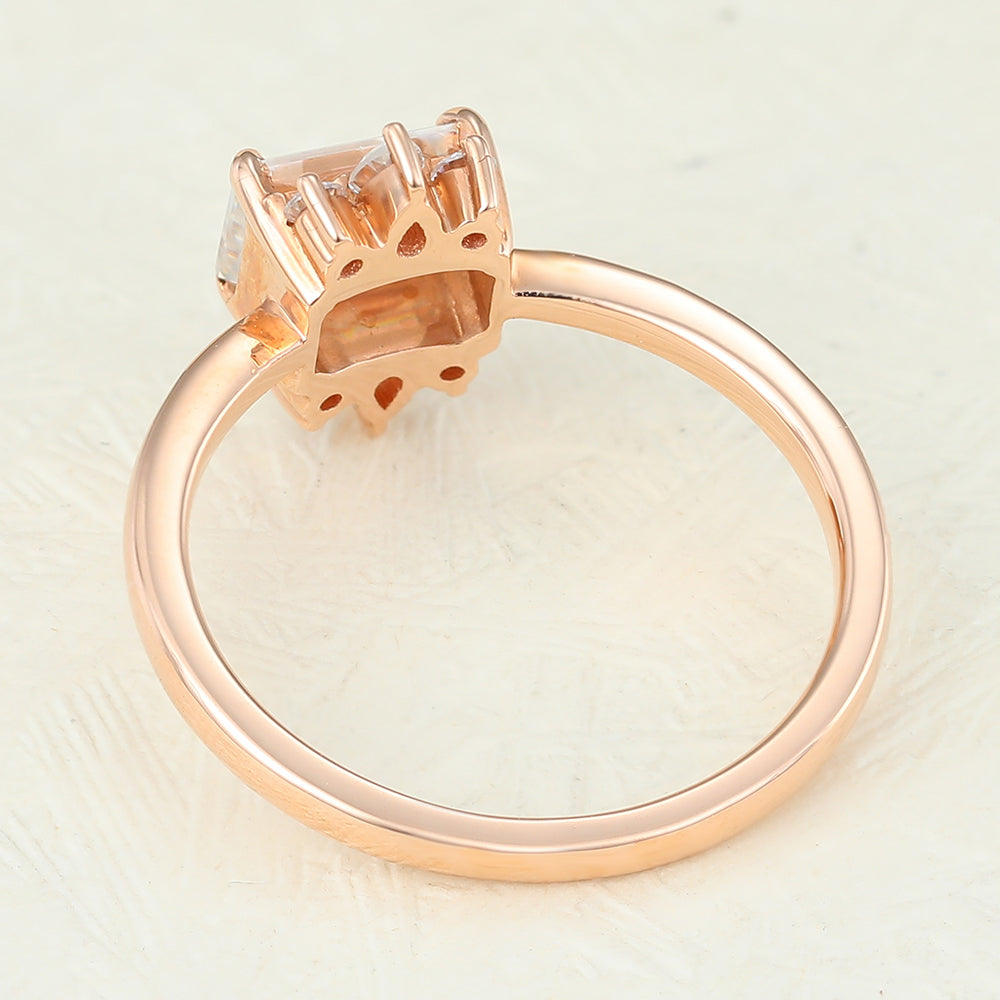 0.92 CT Emerald Cluster Moissanite Engagement Ring