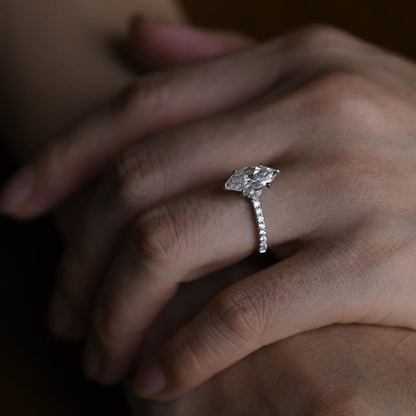 Stunning 1.0 - 2.0 CT Marquise Moissanite Engagement Ring with Pave Design 6