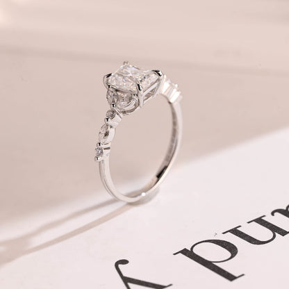 Stunning 1.0 - 2.0 CT Radiant Moissanite Engagement Ring with Double Shank & Pave Design 3