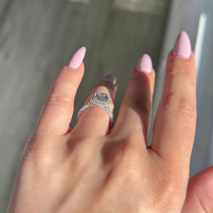Stunning 2.03 CT Radiant Moissanite Engagement Ring with Halo & Pave Design 3