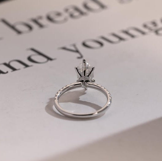 Stunning 1.0 - 2.0 CT Marquise Moissanite Engagement Ring with Pave Design 3