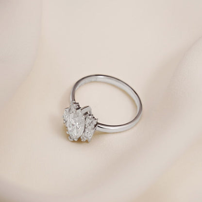 Stunning 1.0 - 2.0 CT Marquise Moissanite Engagement Ring with Cluster Design 6