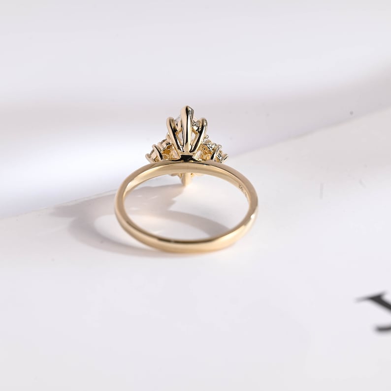 Stunning 1.0 - 2.0 CT Marquise Moissanite Engagement Ring with Cluster Design 9