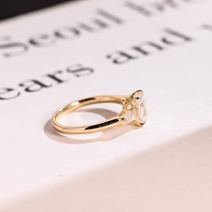 Stunning 1.0 - 2.0 CT Emerald Moissanite Engagement Ring with Three Stone Design 9